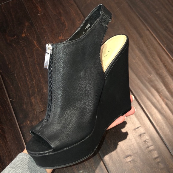 Chinese Laundry | Shoes | Black Wedges With Zipper Chinese Laundry Brand |  Poshmark